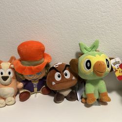 Plush Stuffed Animals – Pokémon, Mario, Other Assorted – $5 Each
