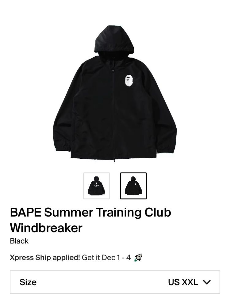 BAPE Summer Training Club Windbreaker Black