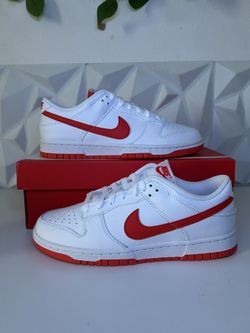 Nike Dunk Low Retro Shoes White Picante Red Size 8