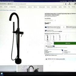 NEW! WESTBRASS Matte Black 1-handle Freestanding High-arc Bathtub Faucet with Hand Shower