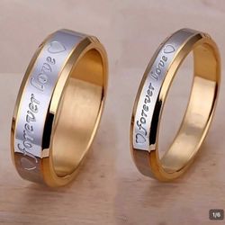 Golden Stainless Steel Couple Rings size 10 and size 7