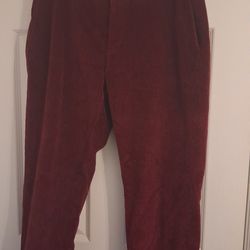 Brooks Brothers Milano Corduroy Pants Men 33x30 Burgundy Flat Front Trousers