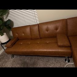 Faux Leather Futon 2 Piece Couch