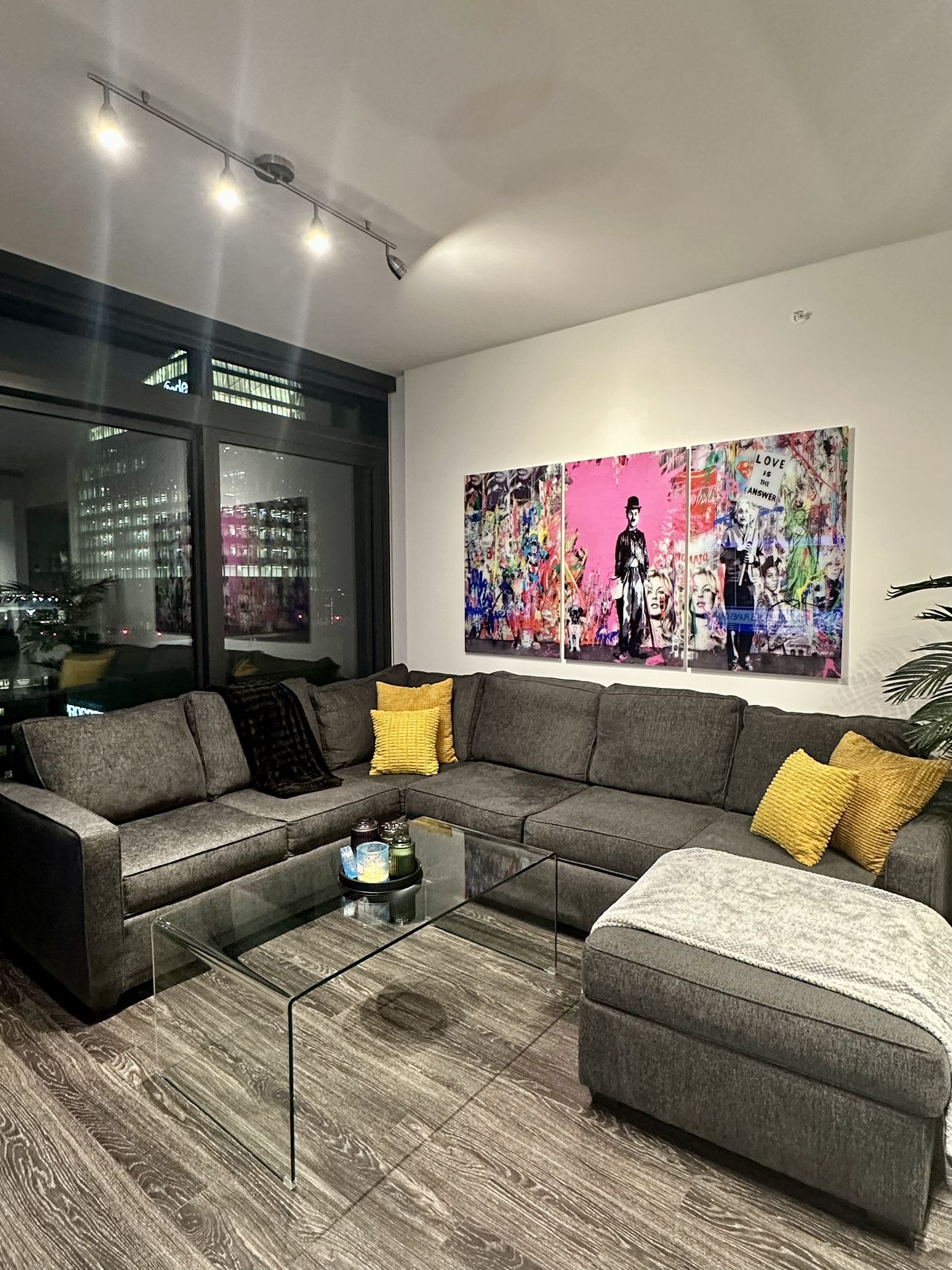 MOVING SALE: Living Spaces Mathers Sectional Couch w/ Sofa & Chaise in Slate Grey