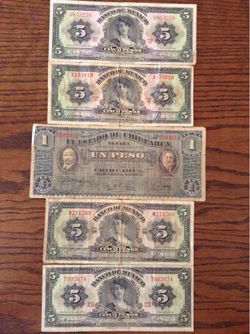 (5) Billetes Mexicanos antiguos $100.00 CASH, TEXT FOR PRICES.