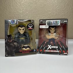 Metals Die Cast DC Batman & Marvels Wolverine Superhero Action Figure Lot