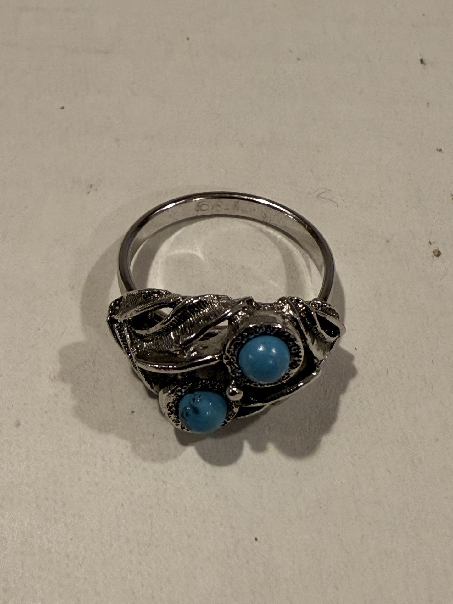 Vintage "Sarah Coventry" Turquoise Silver Tone adjustable ring