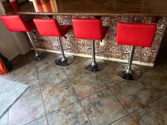4  Red Swivel Bar Stool Chairs