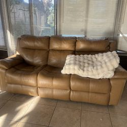 Title: Brown Leather Reclining Sofas - $20 Each