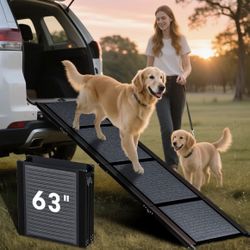 HBTower 63" Long & 17.3" Wide Folding Dog Ramp for Car, SUV & Truck 