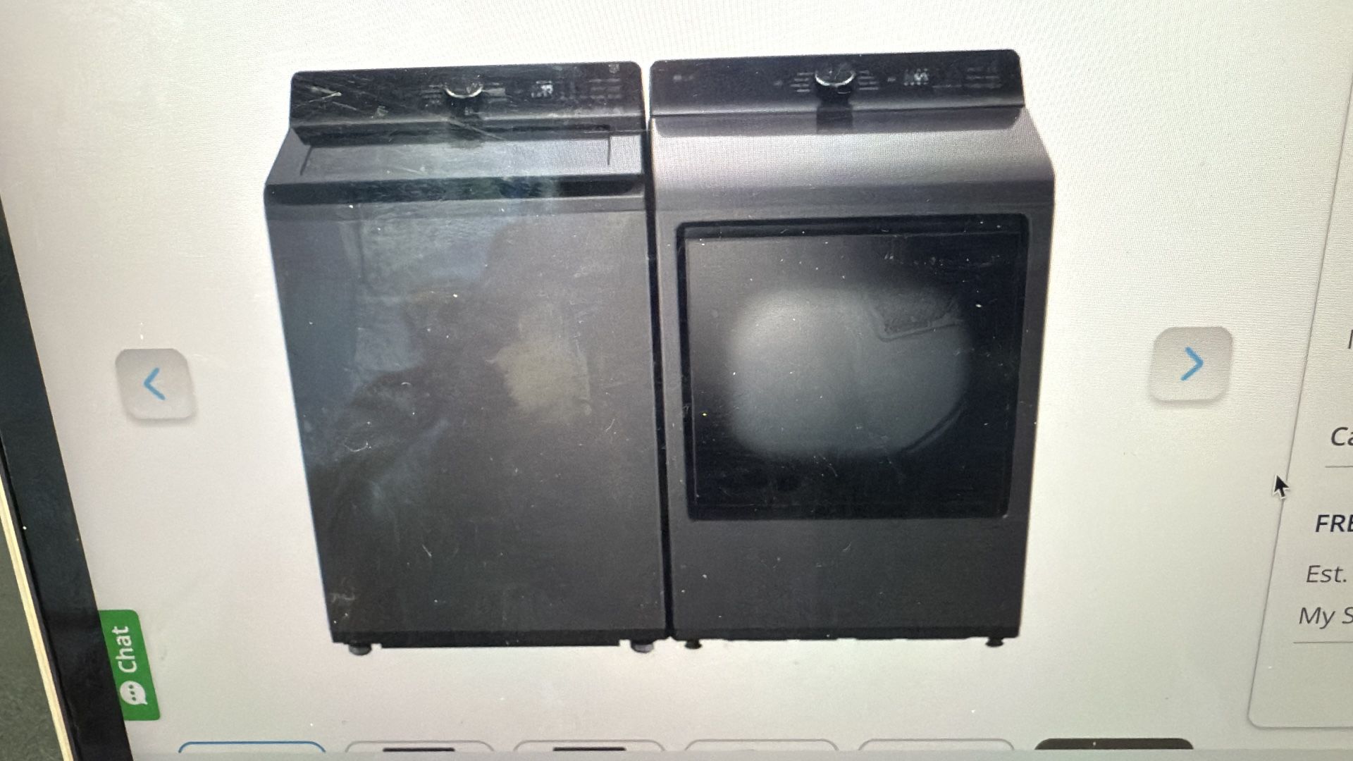 LG Set 5.0 Cu Too Load Washer And 7.3 Cu Dryer