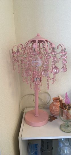 Pink Crystal Chandelier Table Lamp