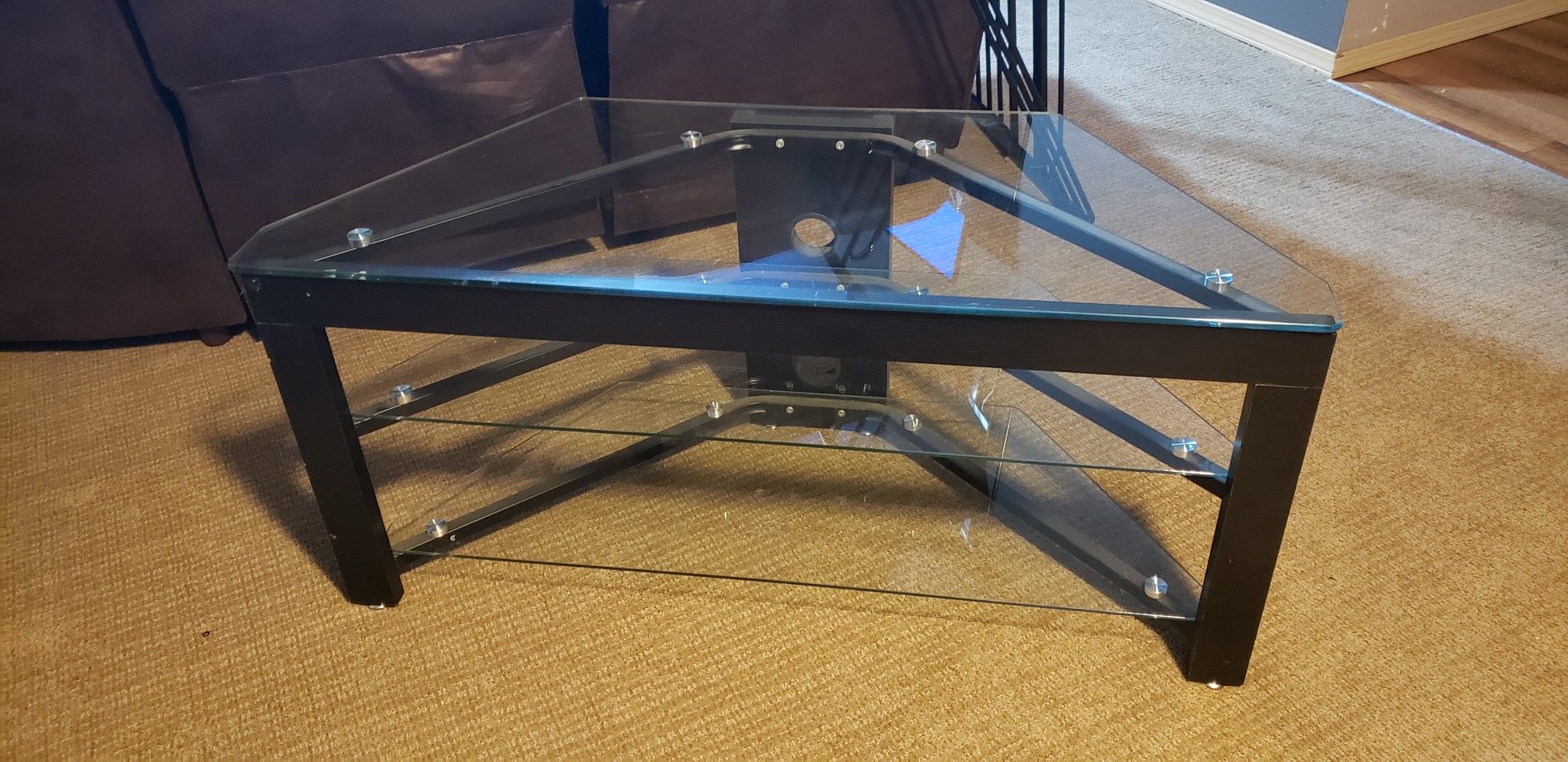Black Metal and glass TV stand