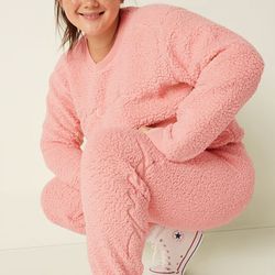 New Victoria Secret Pink Sherpa 2 Piece Set Size XL 