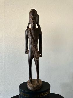 Vintage African Carved Wood Standing Figure Sculpture