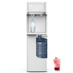 SOOPYK Self Cleaning Water Dispenser with Ice Maker, Bottom Load, Fits 3-5 Gallon, 22lbs Ice/24H, Hot/Room/Cold, Child Lock,White