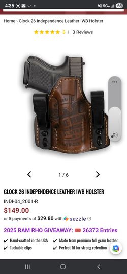 Glock 26 Independence Leather IWB Holster