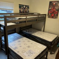 Triple Bunk Bed Frame With Mattresses 