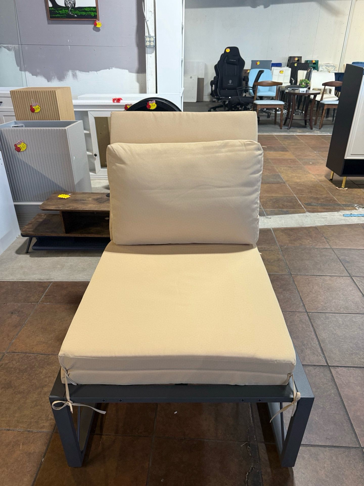 🔥Special Discount 🔥 Outdoor Metal Lounger with Cushions, Adjustable 5 Position Sun Lounger with Full Flat Tanning Function, Suitable for Outdoor, Po