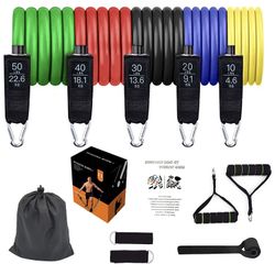 Resistance Bands Set-5 Piece Stretch Bands up to 150 Pounds with Door Anchor