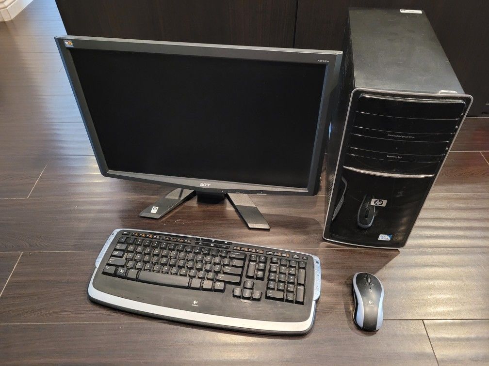 Acer 21.6 LCD HP Desktop Dual Core Logitech Wireless Keyboard & Mouse