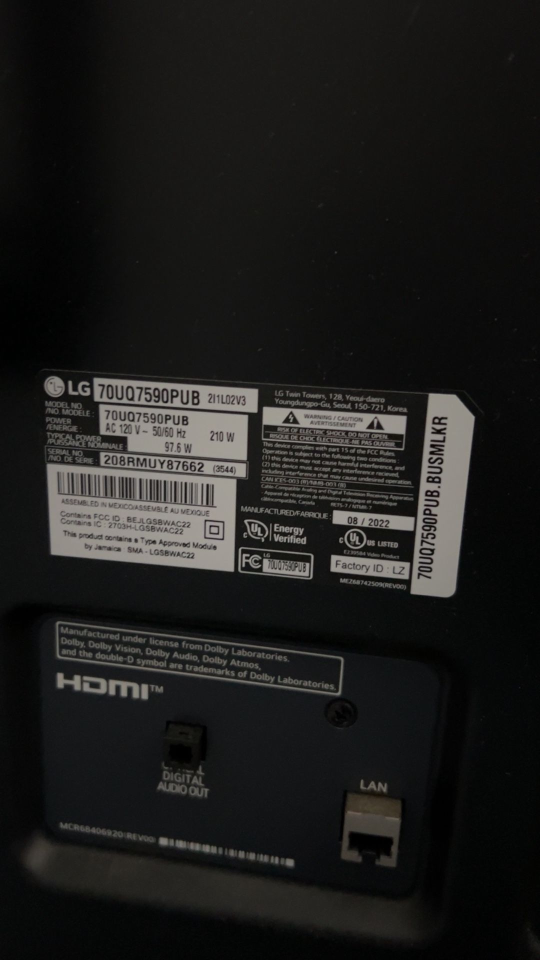 70” LG TV 