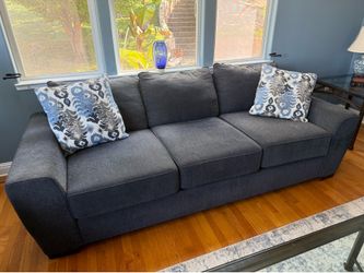 Living Spaces Parker Sofa – Venus Marine Blue – Oversized 103” Couch