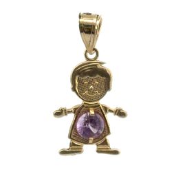 Woman’s Ladies 14k Yellow Gold CZ Cubic Zirconia February Little Boy Birthstone Charm Pendant For Necklace GP3127406