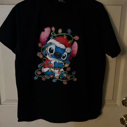 Stitch Christmas Black Unisex T-shirt Size M