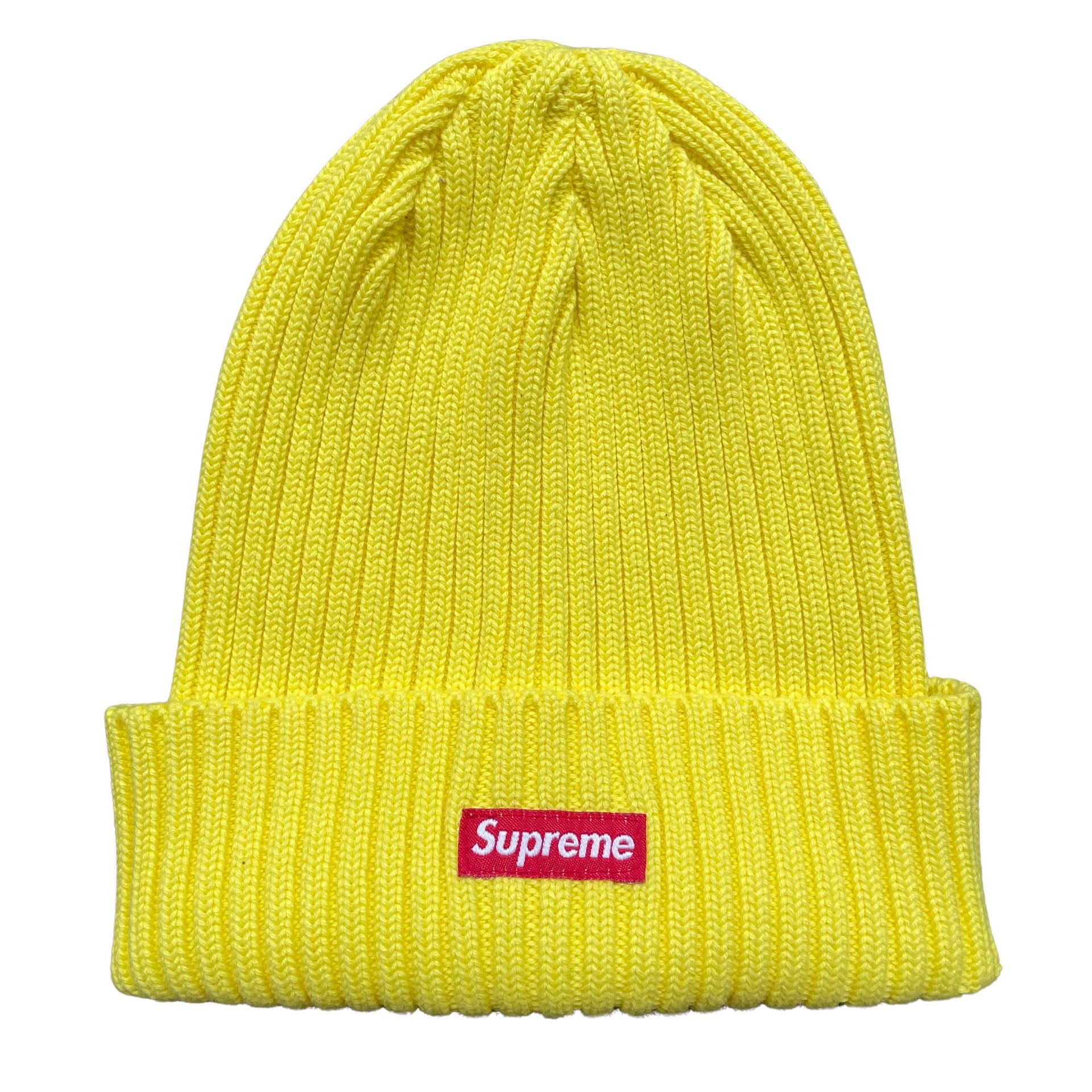 Supreme Box Logo Ribbed Beanie Yellow