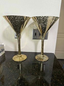 Set Of 2 Gold Martini Glasses
