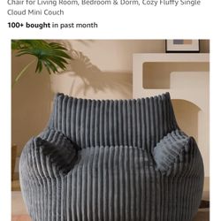Giant Plush Bean Bag Chair for Adults with Armrests - Oversized Comfy
