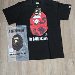 Bape shirt red and black size medium