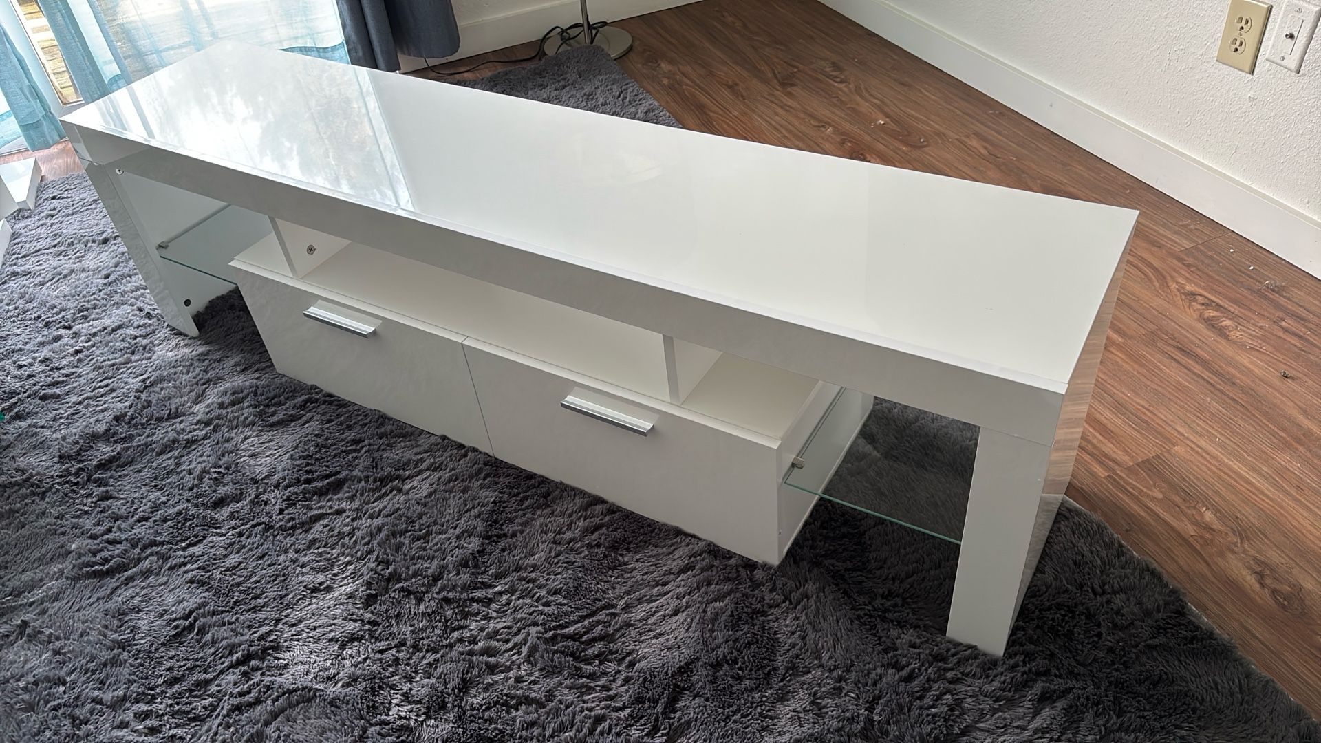 White TV Console Table with LEDs