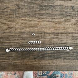 Silver Cuban Link Chain Bracelet 