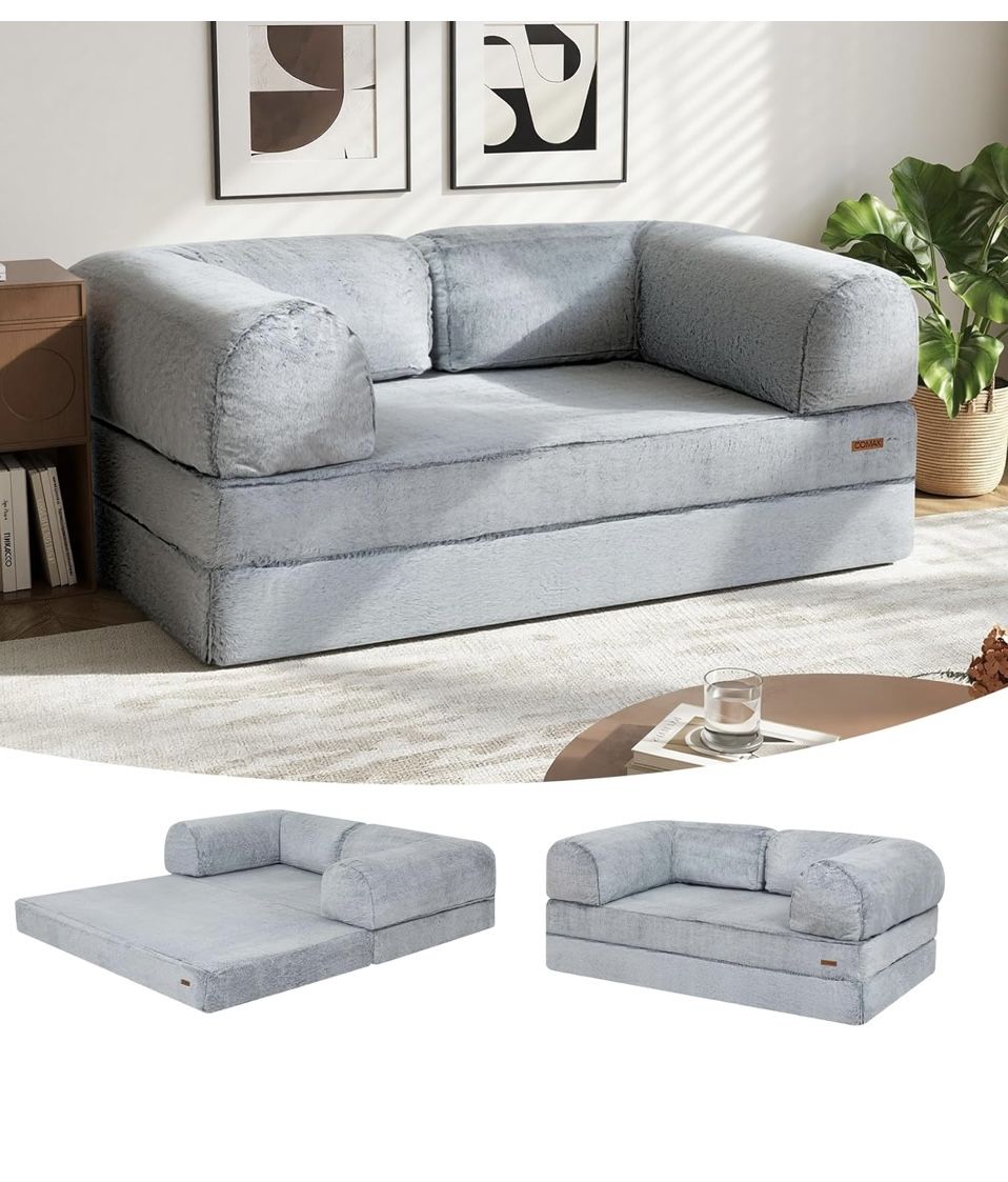 COMAX Folding Sofa Bed Queen, Foldable Couch Bed, Fold Out Futon Chair Sleeper for Adults, Convertible Floor Mattress Sofa for Bedrooom Living Room, S