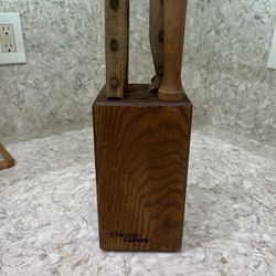 Vintage Chicago Cutlery Knife Set with Wooden Block – 6-Piece Set