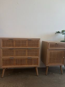 Rattan dresser drawer set
