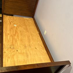 Oak Finish Twin Bed + Bunkie Board For Sale