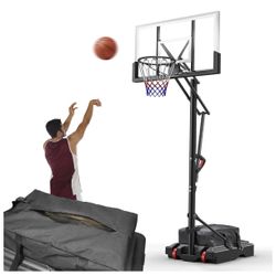 VIRNAZ 44 in. Portable Basketball Hoop & Goal with Quickly Height Adjusted 7.6 - 10 ft. for Outdoor Indoor Court