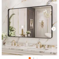 40 in. W x 36 in. H Rectangular Aluminum Framed Wall Bathroom Vanity Mirror in Black