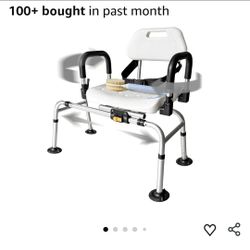 1875: New 360 Max Comfort Swivel Shower Chair & Transfer Bench, Extra-Wide 360lb Capacity, Non-Slip & Padded Arms