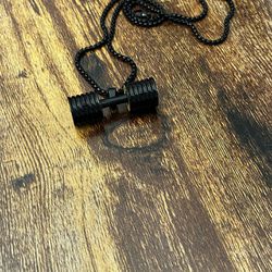 Black Chain With Dumbbell Charm