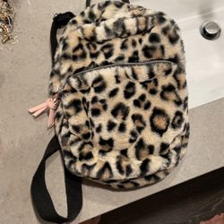 Micro Mini Leopard Fur Plush Backpack 