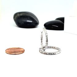 New - Diamond Hoop Earrings 1"