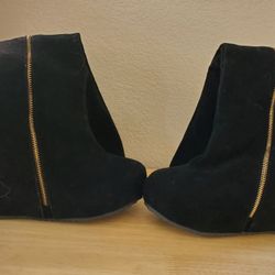 Black Hidden Heel Wedge Boots