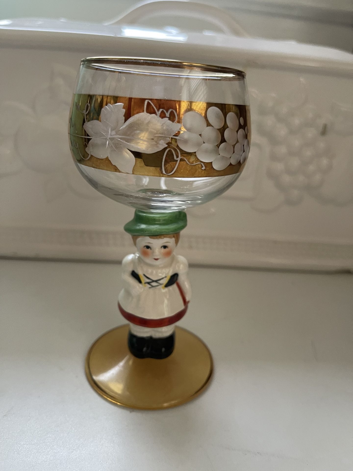 Vintage Goebel Hummel Bavarian Figurine Wine Glasss
