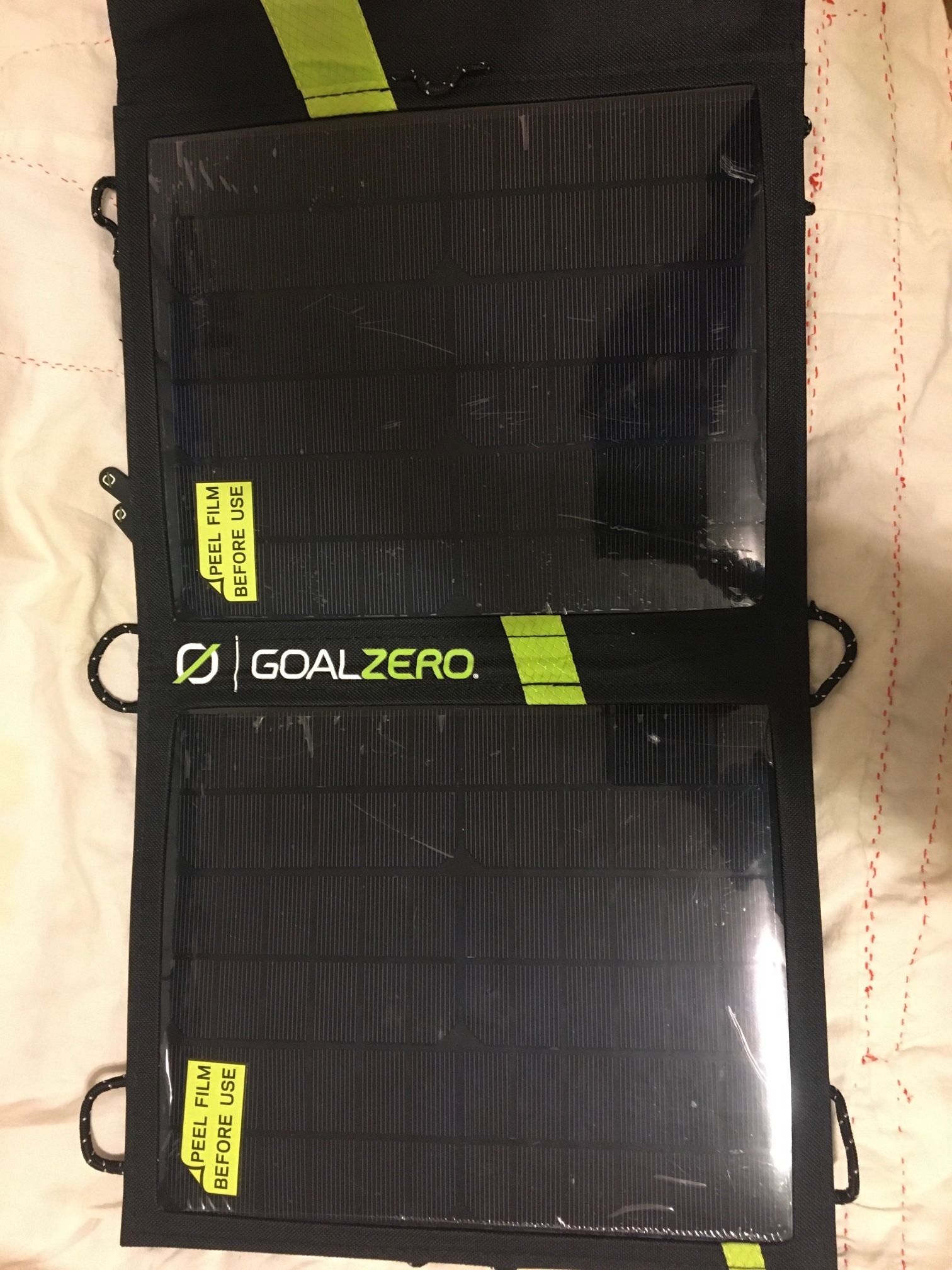 Goal Zero Sherpa 50, usb, rechargeable pwr. pk., w/ 100 watt- 110 Volt inverter, NO charger, w/ Goal Zero Nomad 13 foldable solar panel $175