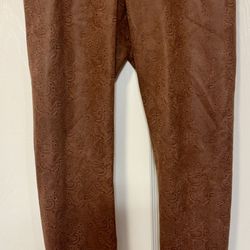 WHBM Runway Brown Faux Leather Leggings - Paisley Embossed - Size 8/28" Inseam