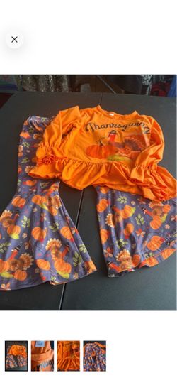 Kids Orange Thanksgiving Turkey Costume Set